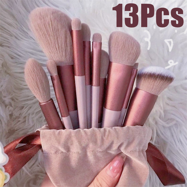 13-Piece Pro Makeup Brush Set – Blending, Foundation, Highlight & Eyeshadow Tools