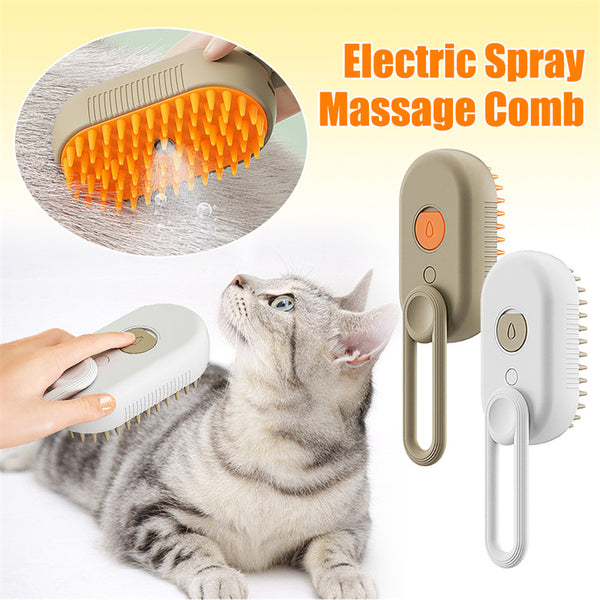 3-in-1 Electric Steamy Pet Brush – Massage, Hair Removal & Steam Grooming Comb for Cats & Dogs