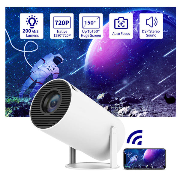 Mini Home Theater Projector – 180° Smart Focus Portable HD Video Projector for Bedroom & Travel