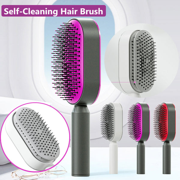 One-Touch Self-Cleaning Hair Brush – Anti-Static Scalp Massager & Detangler